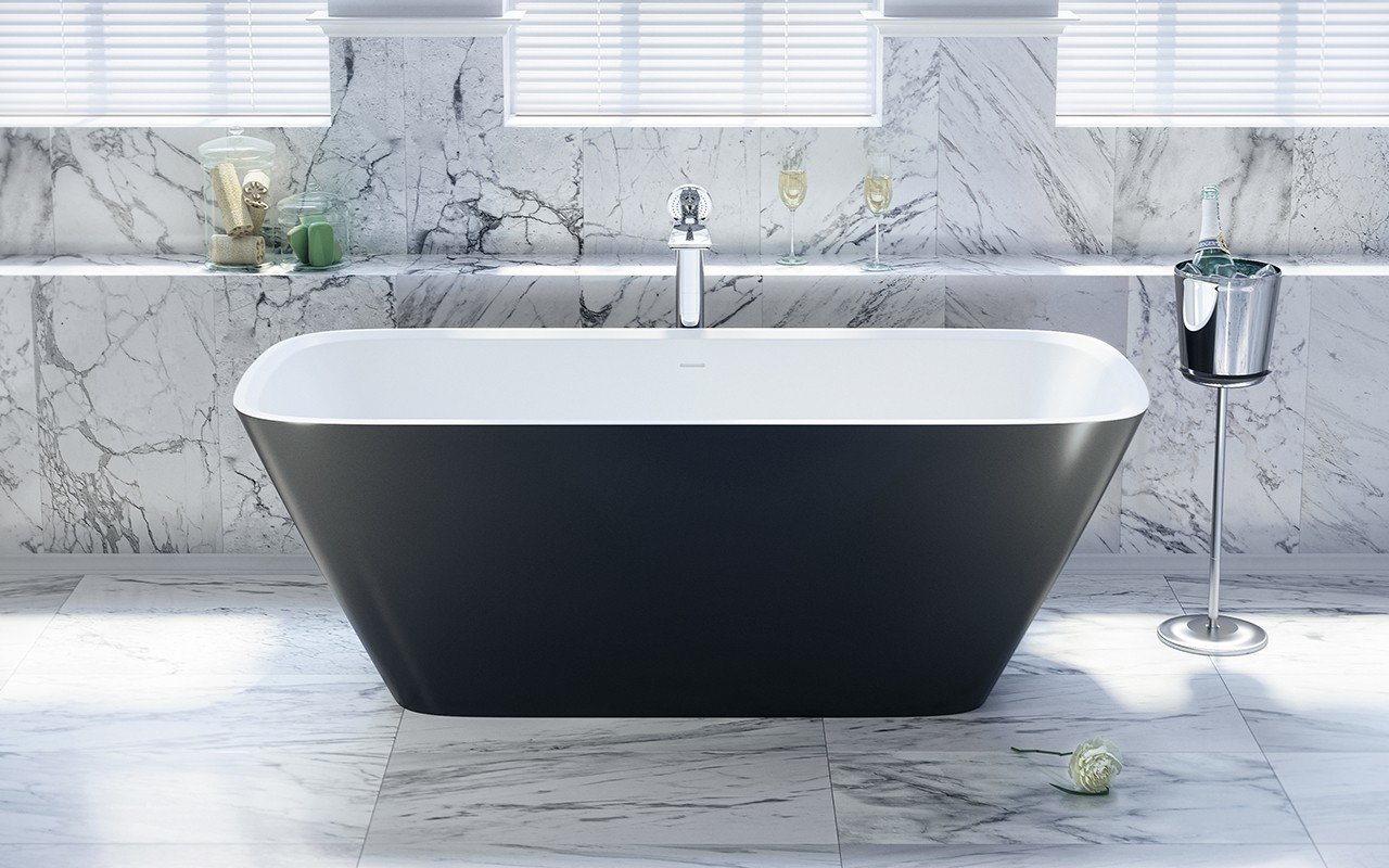 Aquatica Arabella-Blck-Wht™ Freestanding Solid Surface Bathtub picture № 0